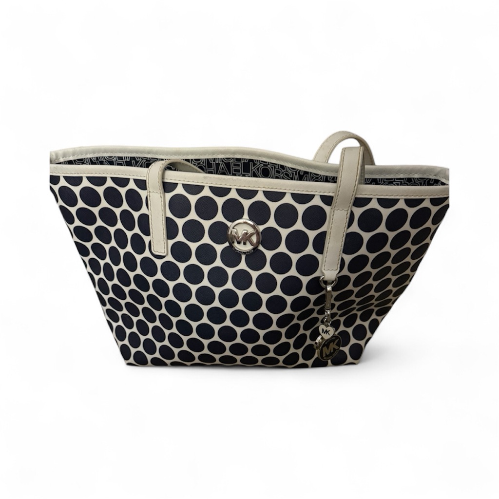 Michael Kors Navy And White Polka Dot Tote